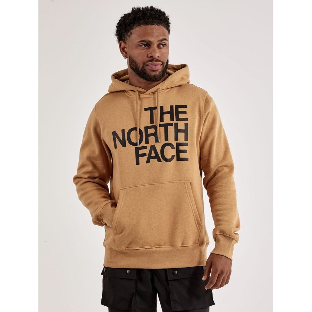 The North Face Hoodie Mens Large Yellow Pullover Fleece Sweatshirt Logo Size XL